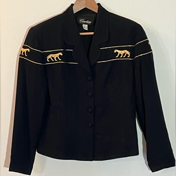 Vintage Embroidered Gold Panther Cropped Jacket - Picture 4 of 13
